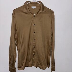 REISS Brown Long Sleeve Polo Size Large